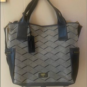 Leather-Trimmed Fossil Bag